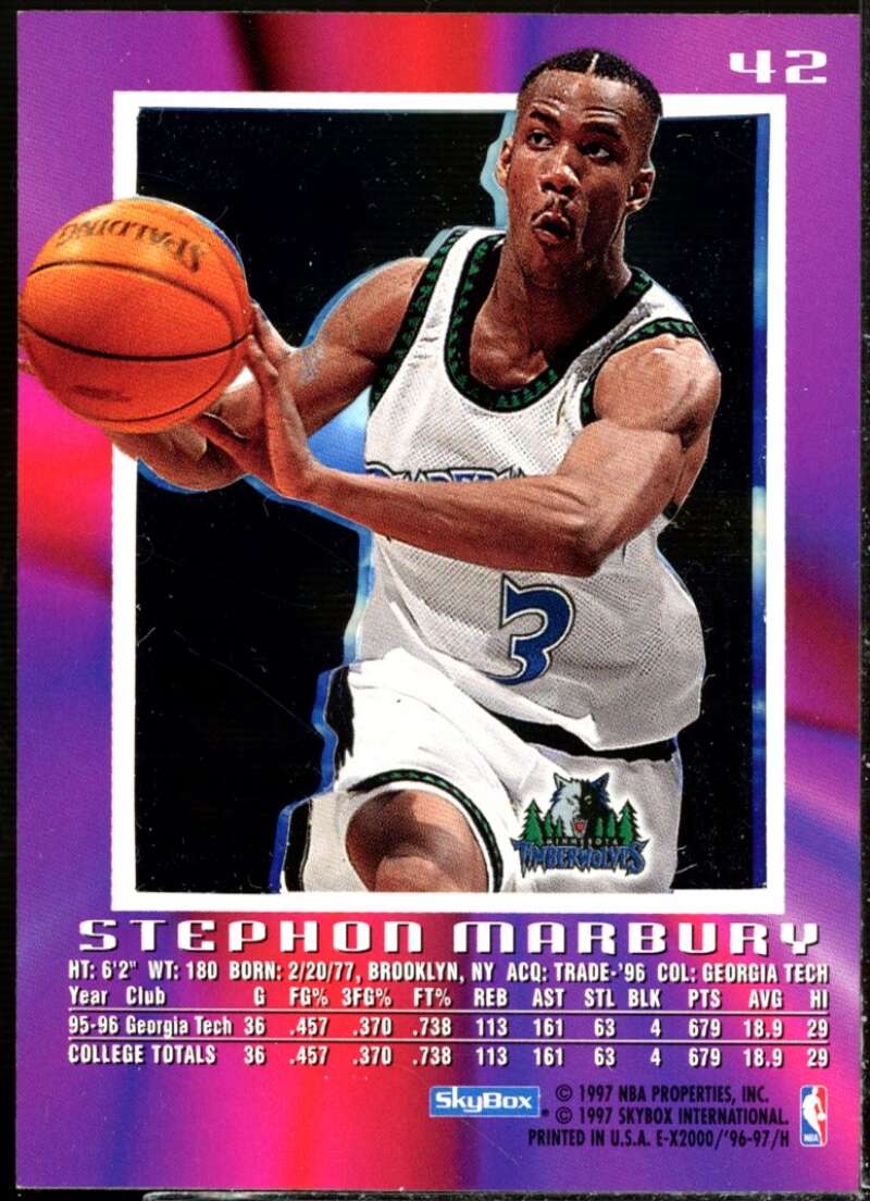 Stephon Marbury Rookie Card 1996-97 E-X2000 #42  Image 2