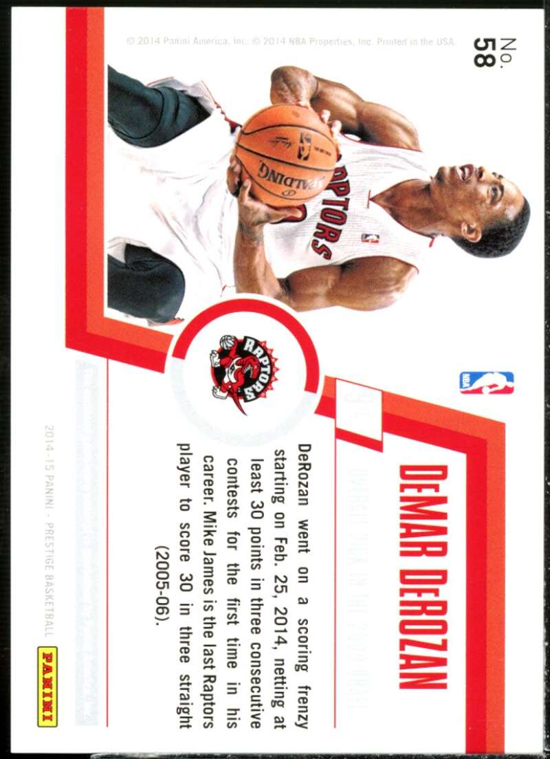 DeMar DeRozan Card 2014-15 Prestige Premium Bonus Shots Materials #58  Image 2