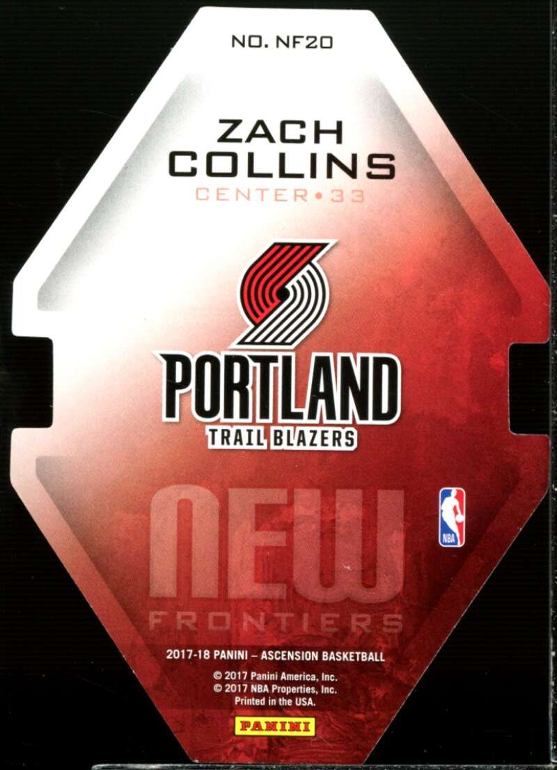 Zach Collins Rookie Card 2017-18 Panini Ascension New Frontiers Die Cuts #20  Image 2