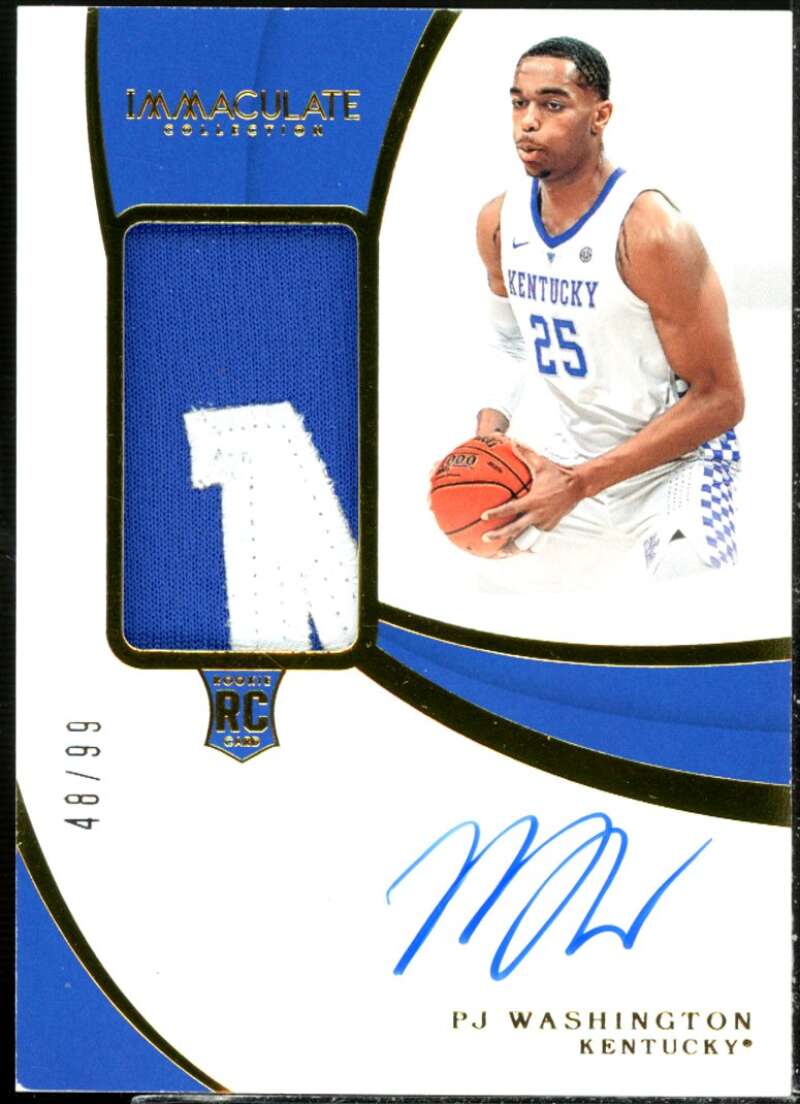 PJ Washington 2019 Immaculate Collection Collegiate Premium Patches Rookie AU #95  Image 1