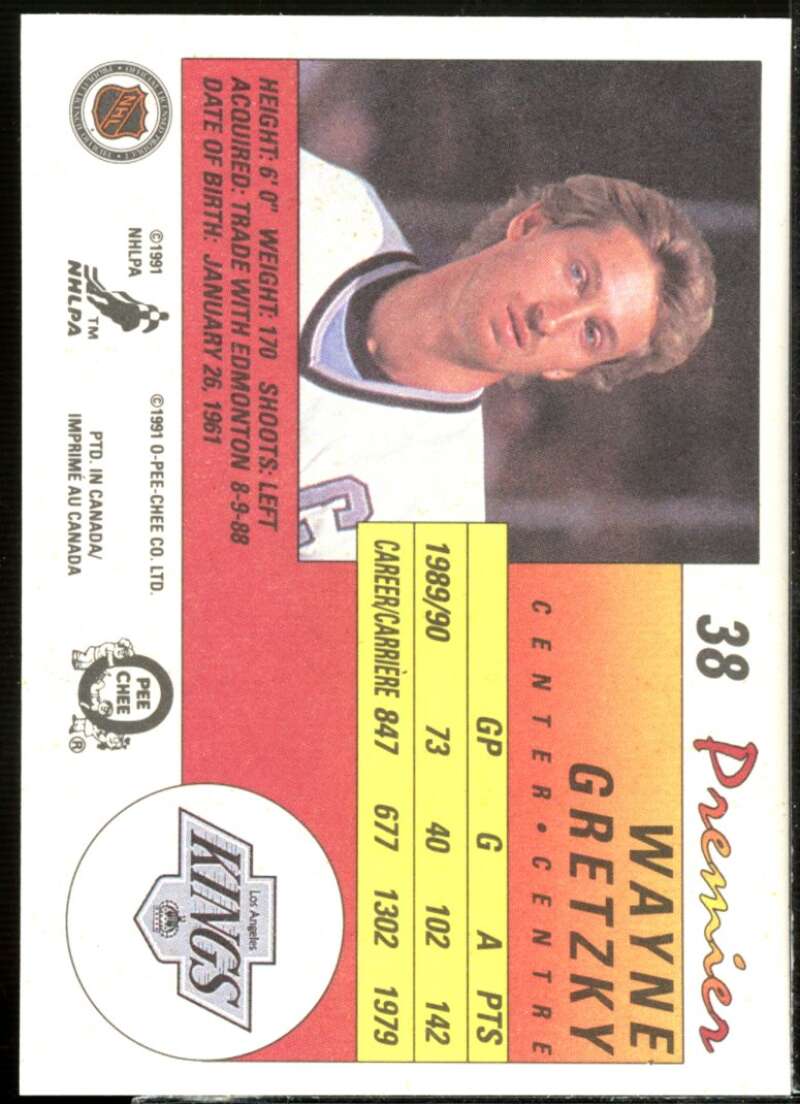 Wayne Gretzky Card 1990-91 OPC Premier #38  Image 2