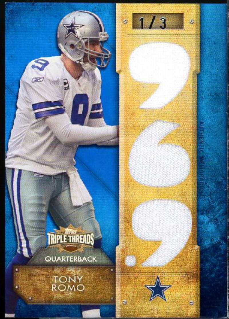 Tony Romo Card 2012 Topps Triple Threads Relic Sapphire #TTR123  Image 1