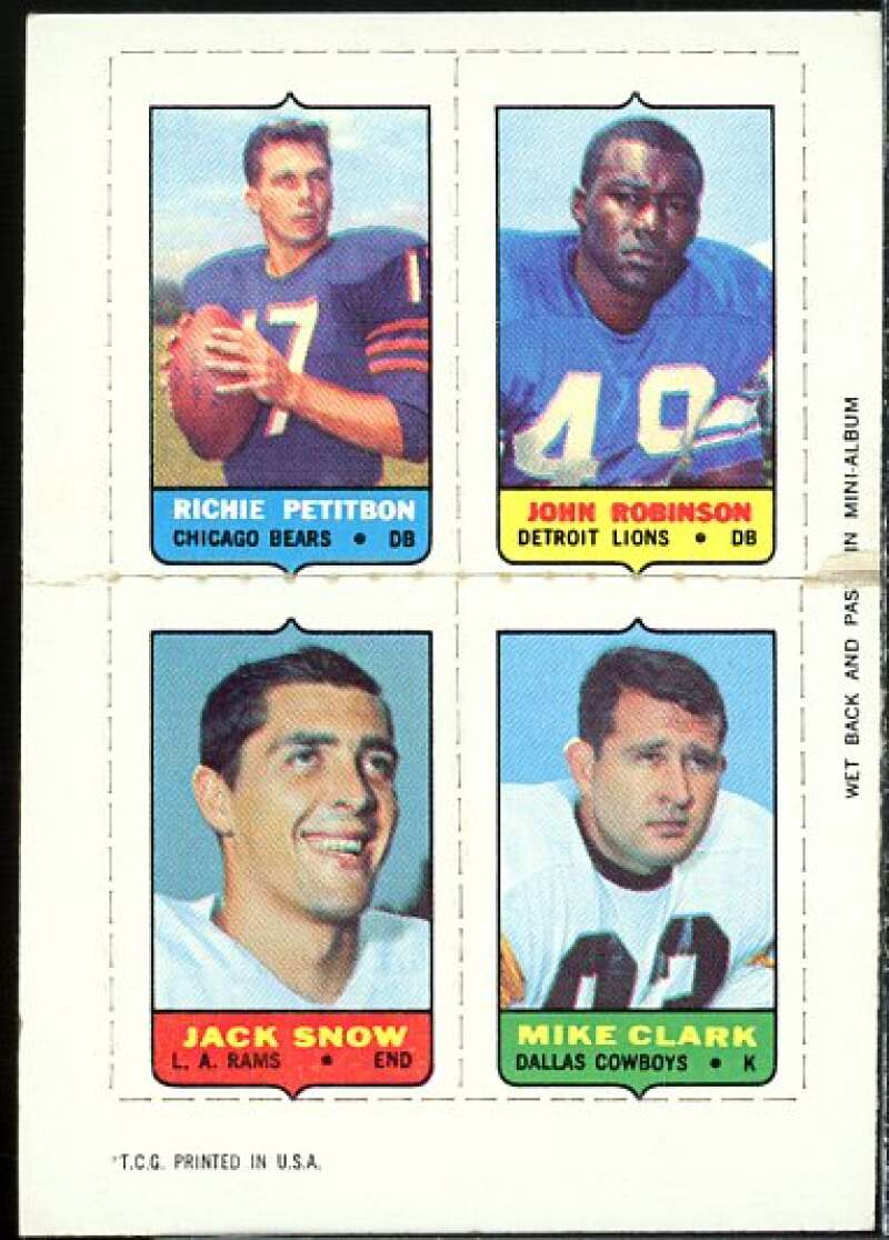 Richie Petitbon/Johnny Robinson/Clark/Snow 1969 Topps Four-in-One Inserts #45  Image 1