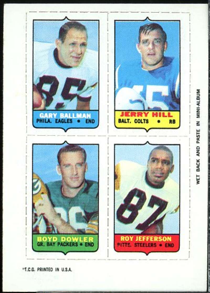 Gary Ballman/Hill/Roy Jefferson/Boyd Dowler 1969 Topps Four-in-One Inserts #6  Image 1