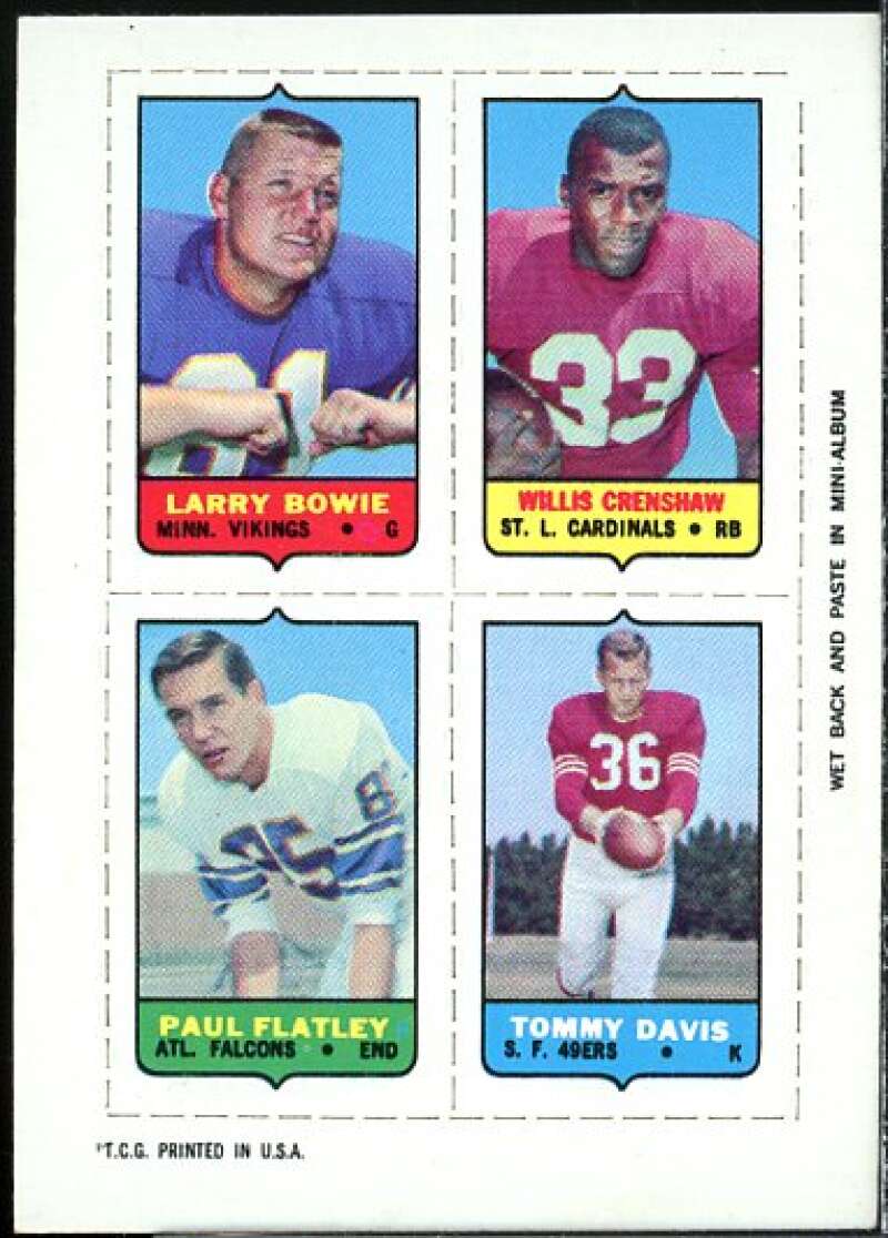 Larry Bowie/Willis Crenshaw/ Davis/Flatley 1969 Topps Four-in-One Inserts #10  Image 1