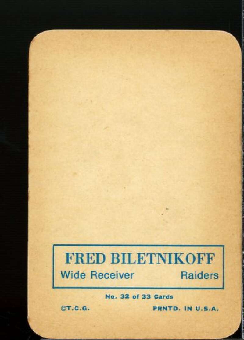 Fred Biletnikoff Card 1970 Topps Glossy Inserts #32  Image 2