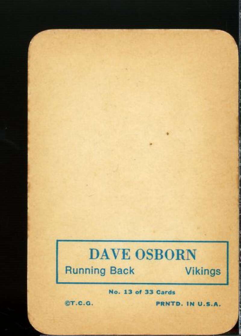 Dave Osborn Card 1970 Topps Glossy Inserts #13  Image 2