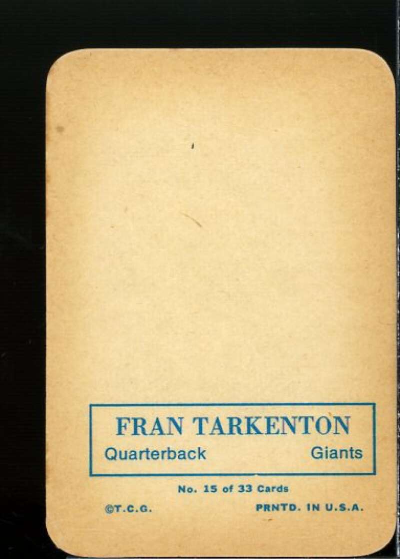 Fran Tarkenton Card 1970 Topps Glossy Inserts #15  Image 2