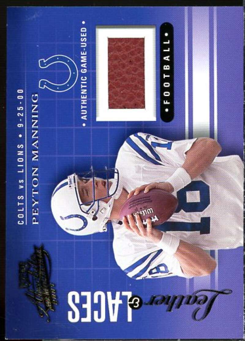 Peyton Manning Card 2001 Absolute Memorabilia Leather and Laces #LL23  Image 1