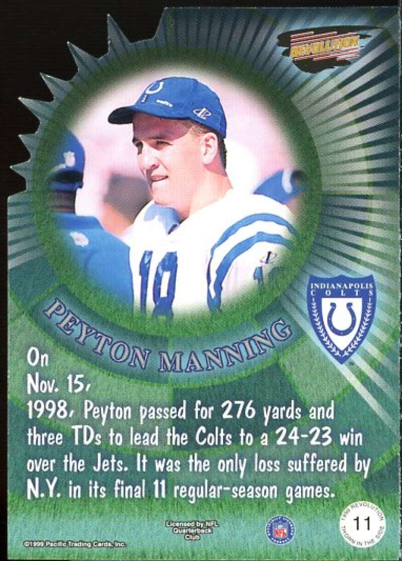 Peyton Manning Card 1999 Revolution Thorn in the Side #11  Image 2