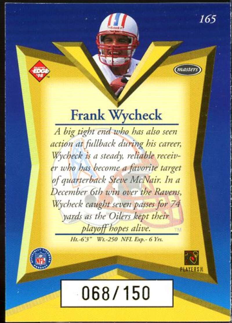 Frank Wycheck Card 1998 Collector's Edge Masters 50-point Gold #165  Image 2