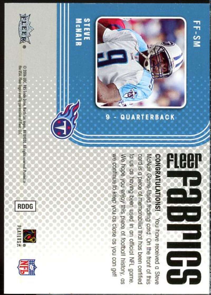 Steve McNair Card 2006 Fleer Fabrics #FFSM  Image 2