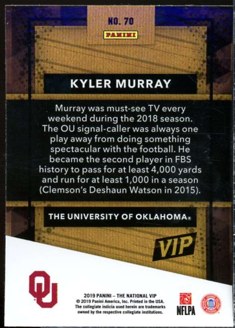 Kyler Murray Rookie Card 2019 Panini National Convention VIP Party #70  Image 2