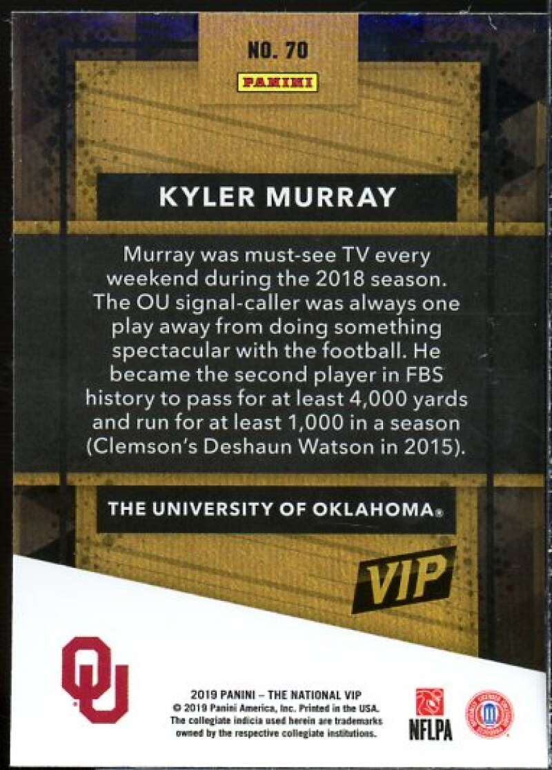 Kyler Murray Rookie Card 2019 Panini National Convention VIP Party #70  Image 2