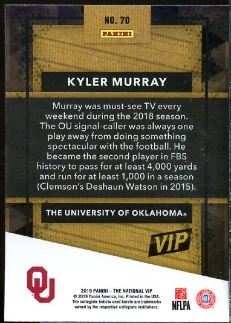 Kyler Murray Rookie Card 2019 Panini National Convention VIP Party #70  Image 2