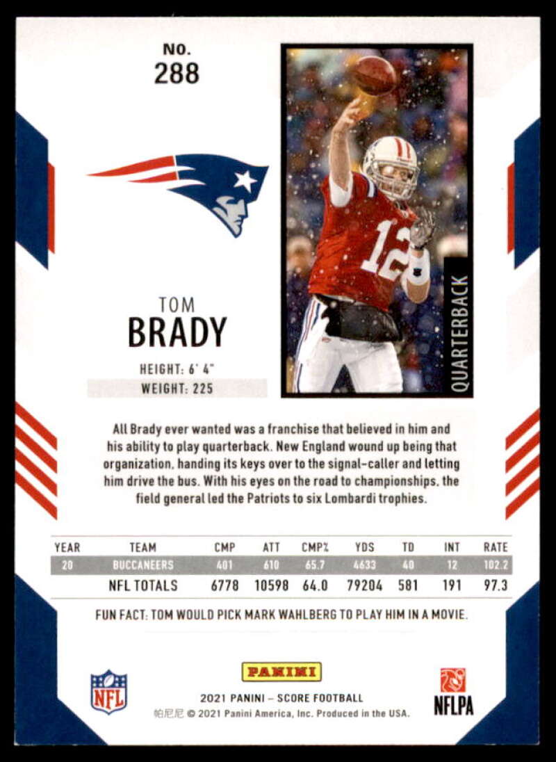 Tom Brady Card 2021 Score #288  Image 2