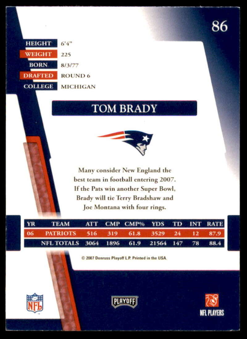 Tom Brady Card 2007 Absolute Memorabilia #86  Image 2