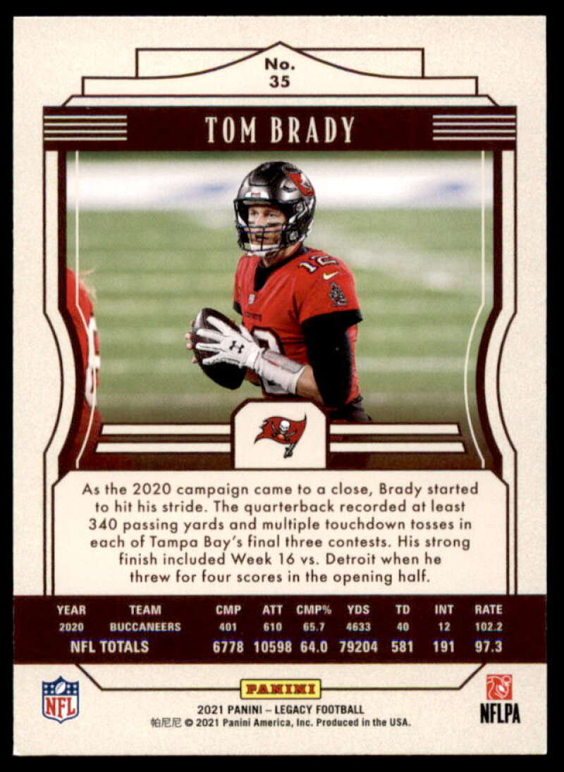 Tom Brady Card 2021 Panini Legacy #35  Image 2