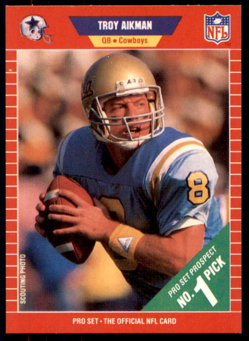 Troy Aikman Rookie Card 1989 Pro Set #490  Image 1