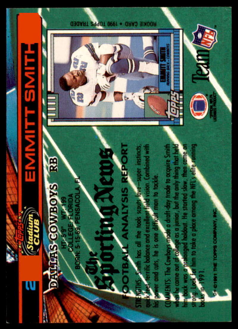 Emmitt Smith Card 1991 Stadium Club #2  Image 2