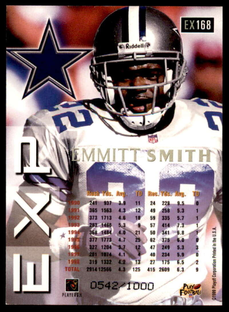 Emmitt Smith Card 1999 Playoff Prestige EXP Reflections Gold #168  Image 2