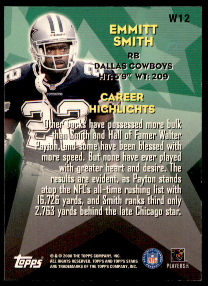 Emmitt Smith Card 2000 Topps Stars Walk of Fame #W12  Image 2