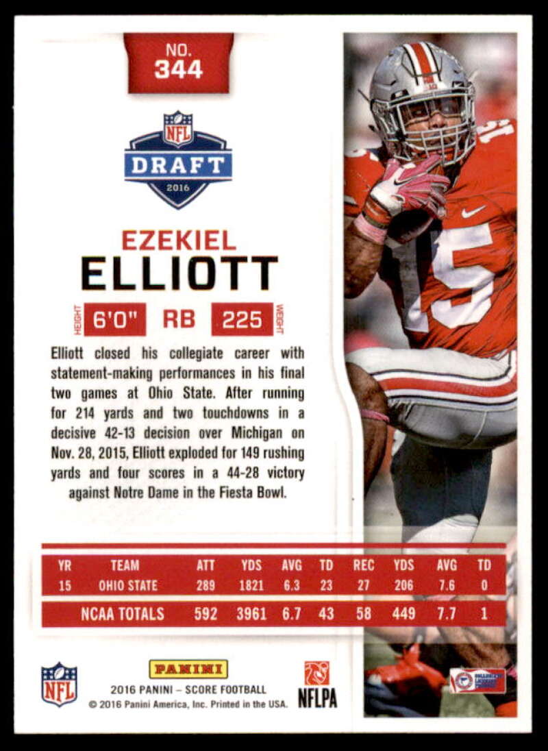 Ezekiel Elliott Rookie Card 2016 Score #344  Image 2