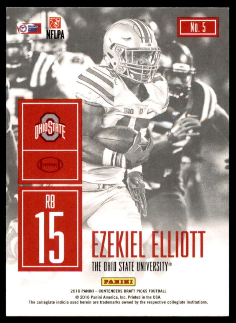 Ezekiel Elliott Rookie 2016 Panini Contenders Draft Picks Game Day Tickets #5  Image 2