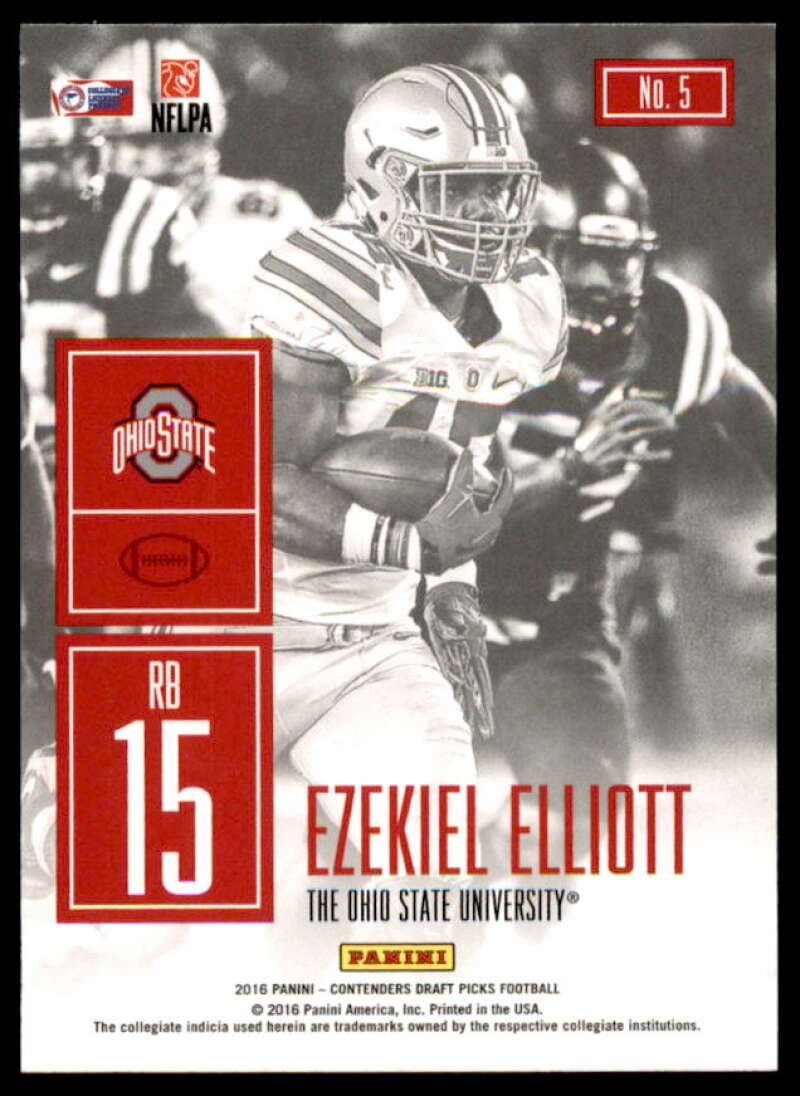 Ezekiel Elliott Rookie 2016 Panini Contenders Draft Picks Game Day Tickets #5  Image 2