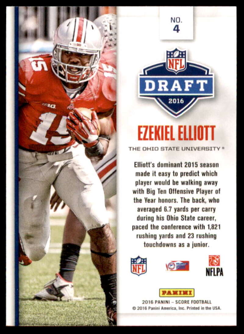 Ezekiel Elliott Rookie Card 2016 Score NFL Draft #4  Image 2