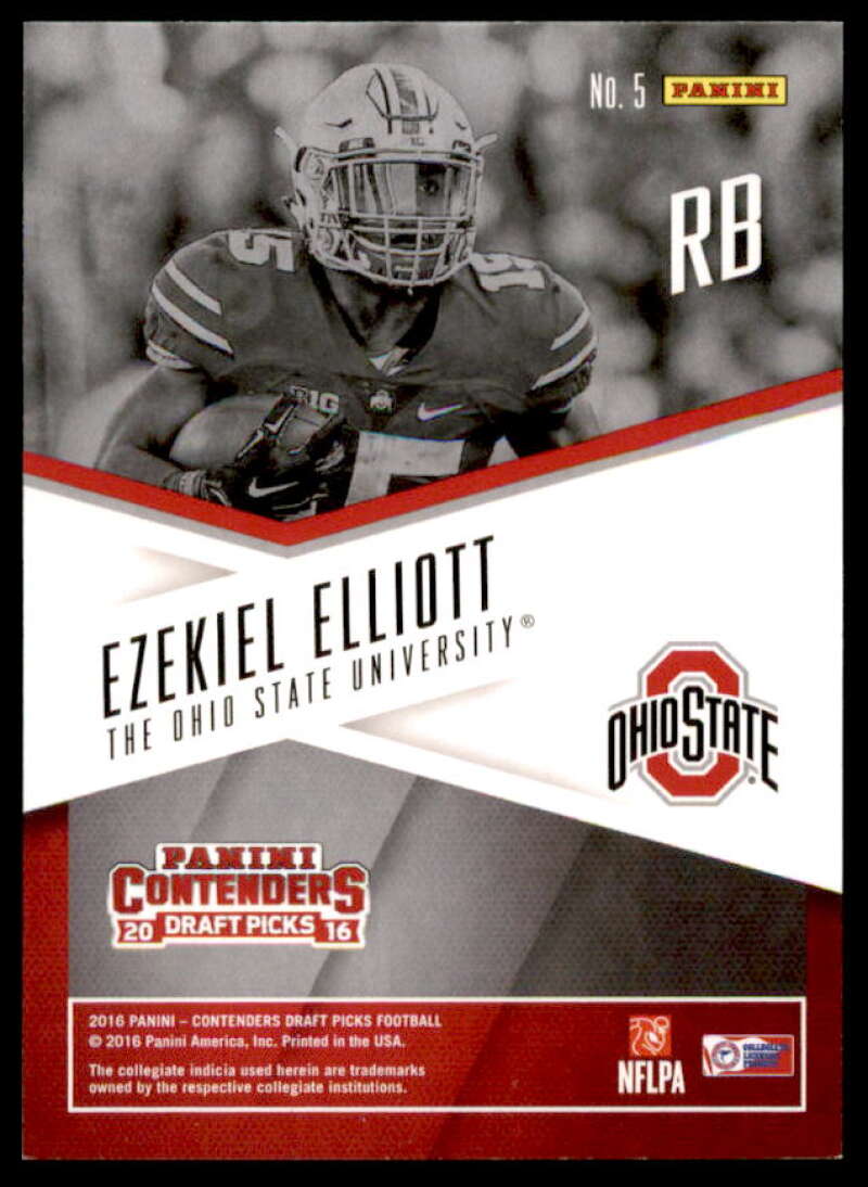 Ezekiel Elliott Rookie Card 2016 Panini Contenders Draft Picks School Colors #5  Image 2