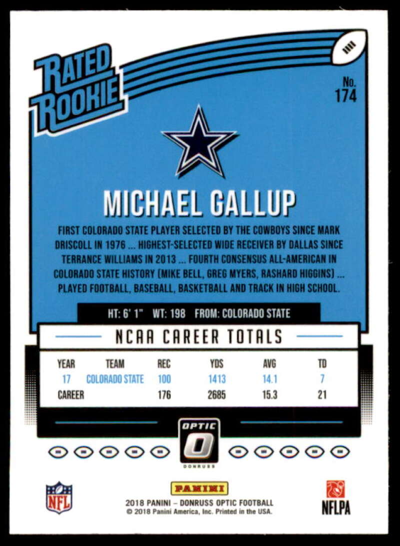 Michael Gallup RR Rookie Card 2018 Donruss Optic #174  Image 2