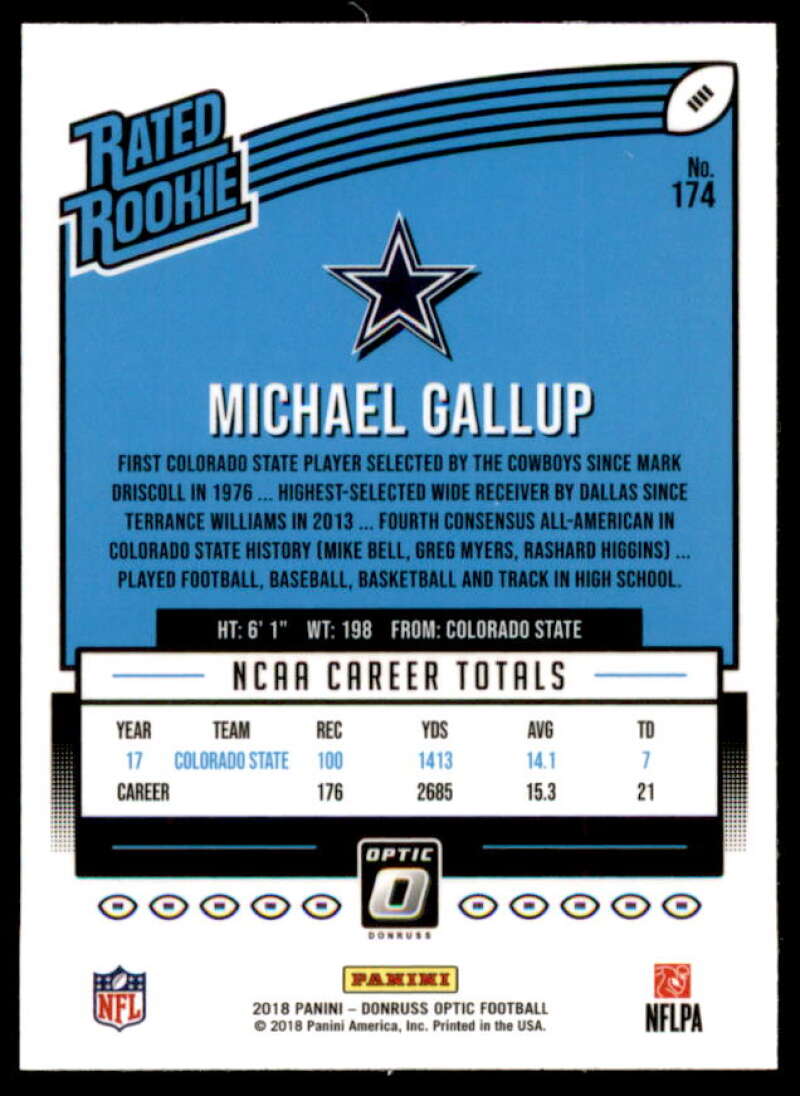 Michael Gallup RR Rookie Card 2018 Donruss Optic #174  Image 2