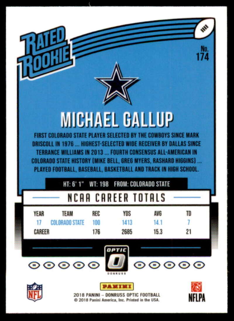 Michael Gallup RR Rookie Card 2018 Donruss Optic #174  Image 2