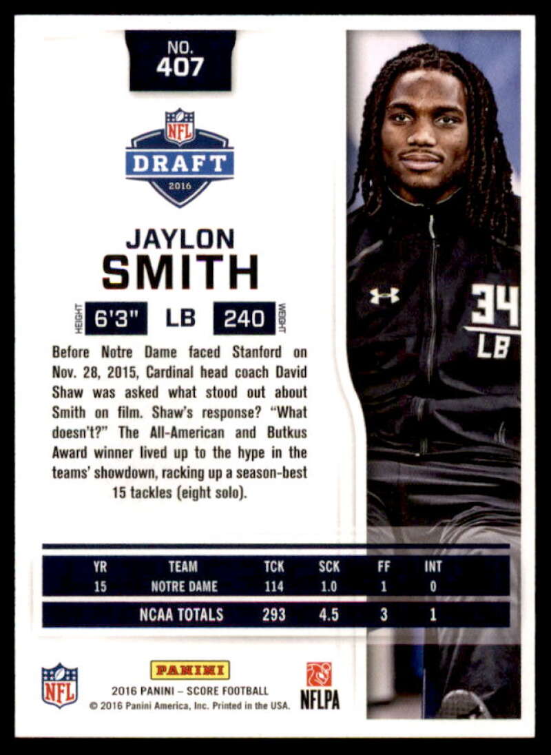 Jaylon Smith Rookie Card 2016 Score #407  Image 2