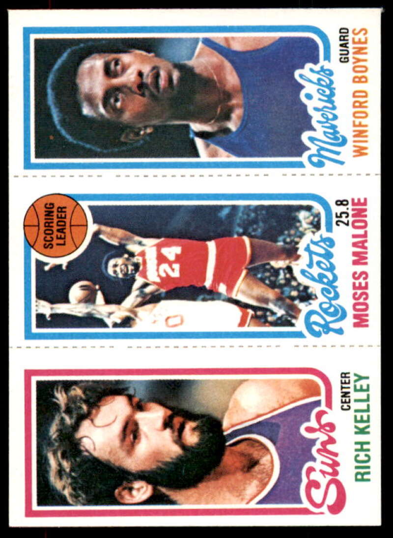 192 Rich Kelley/102 Moses Malone TL/64 Winford Boynes Card 1980-81 Topps #71  Image 1