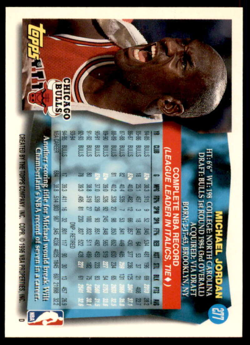 Michael Jordan Card 1995-96 Topps #277  Image 2