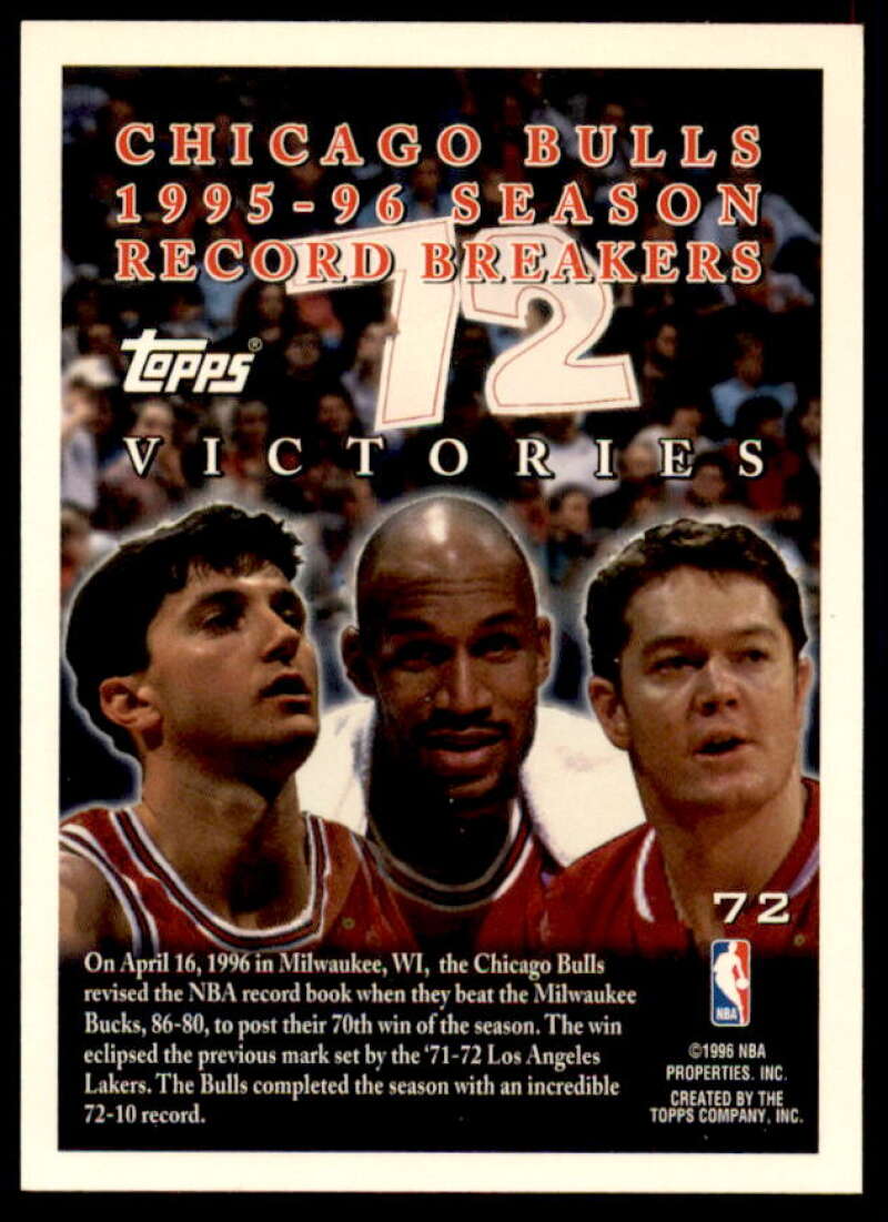 Chicago Bulls - w/Michael Jordan /Pippen/Rodman Card 1996-97 Topps #72  Image 2