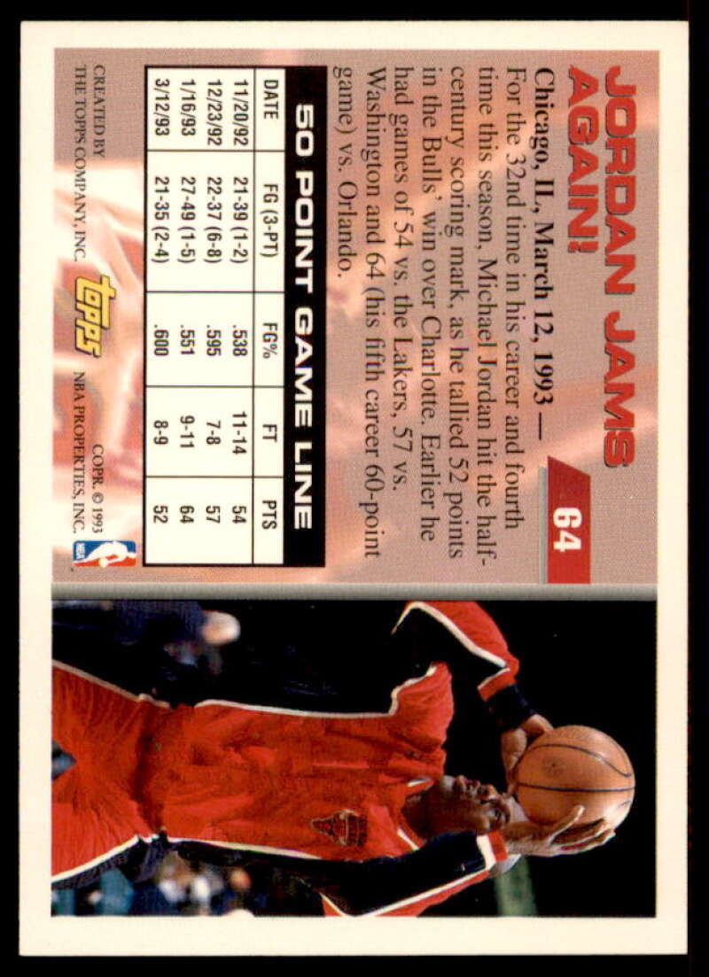 Michael Jordan 50P Card 1993-94 Topps #64  Image 2