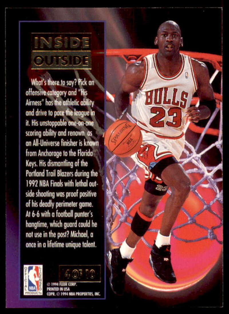 Michael Jordan Card 1993-94 Ultra Inside/Outside #4  Image 2