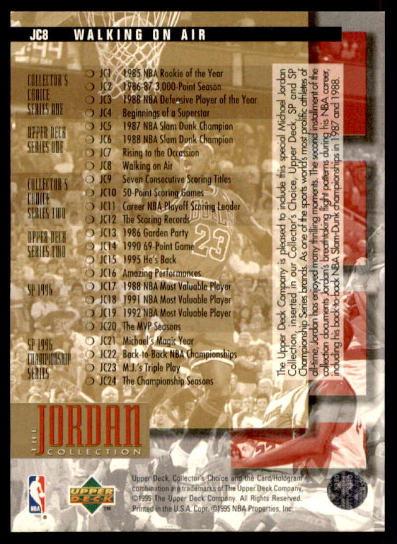 Michael Jordan/Walking On Air Card 1995-96 Upper Deck Jordan Collection #JC8  Image 2