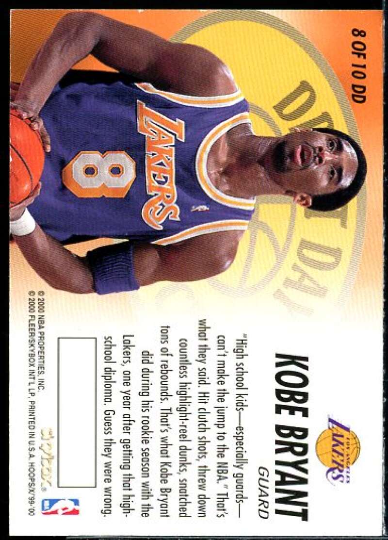 Kobe Bryant Card 1999-00 Hoops Decade Draft Day Dominance #DD8  Image 2