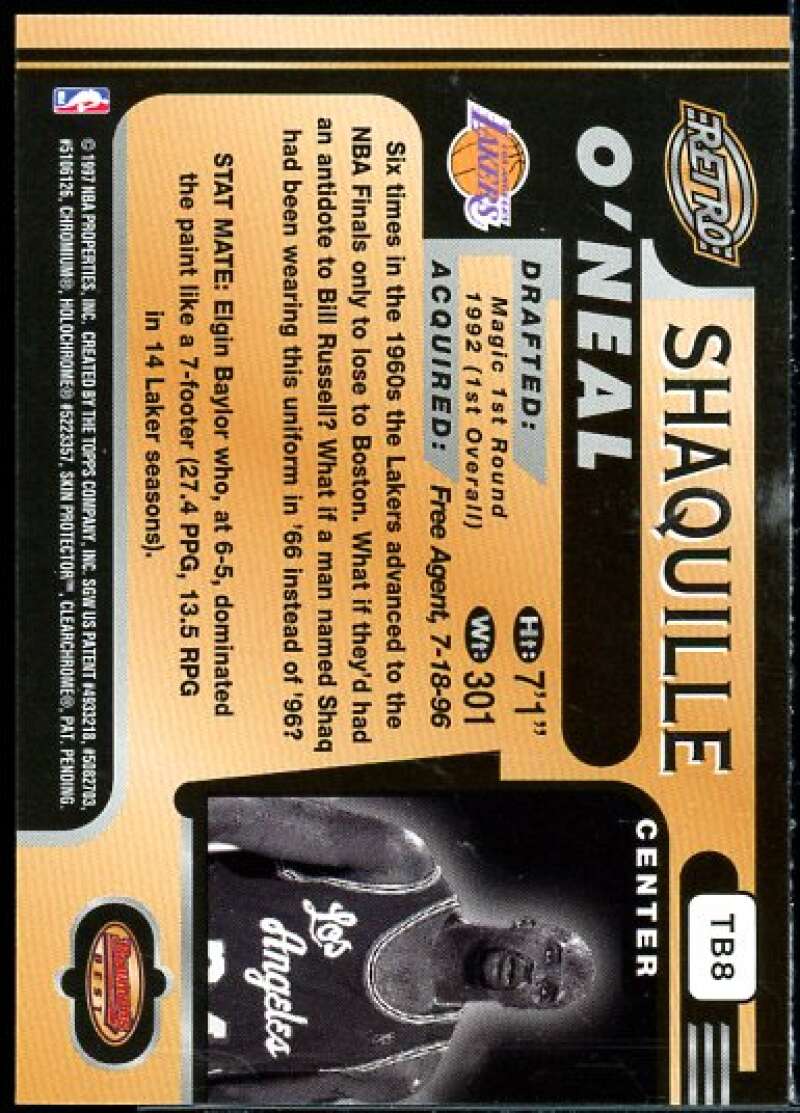 Shaquille O'Neal RET Card 1996-97 Bowman's Best #TB8  Image 2