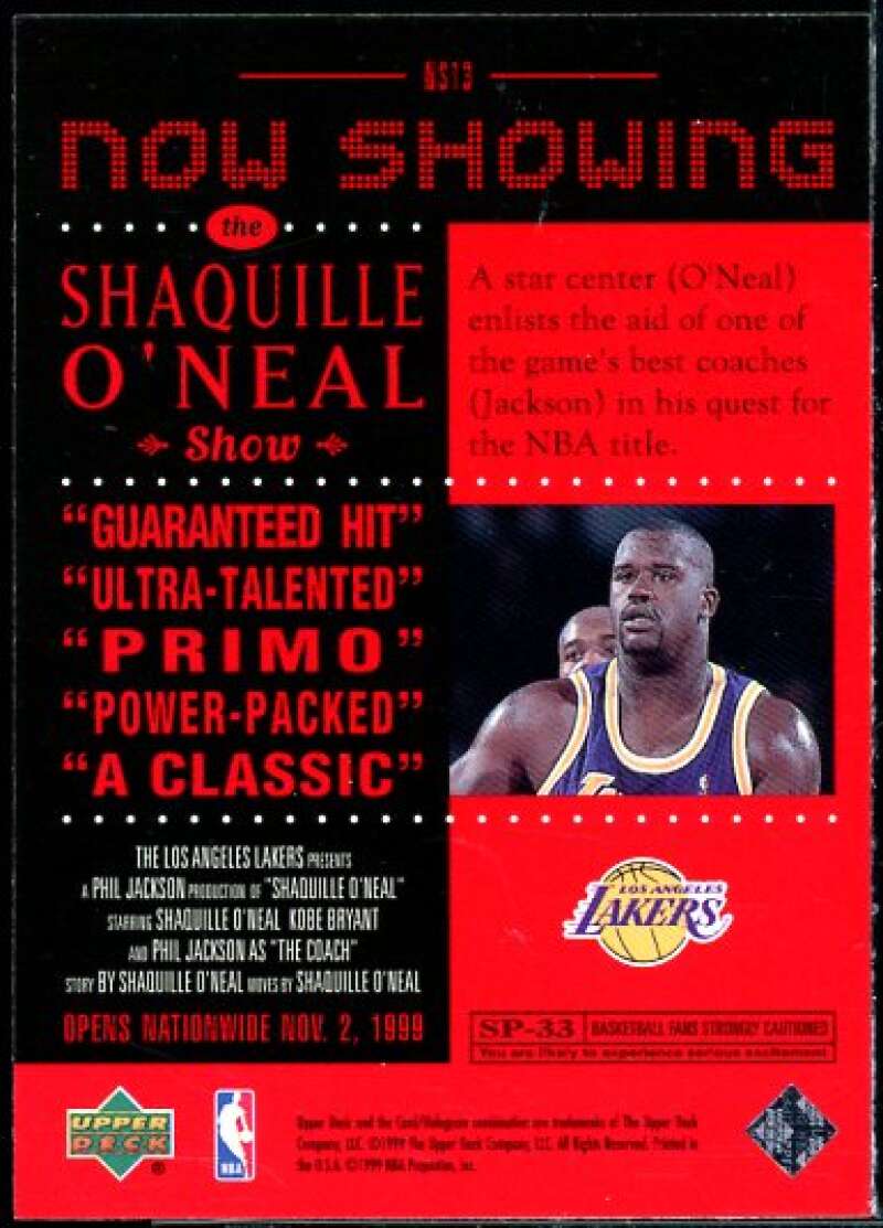 Shaquille O'Neal Card 1999-00 Upper Deck Now Showing #NS13  Image 2