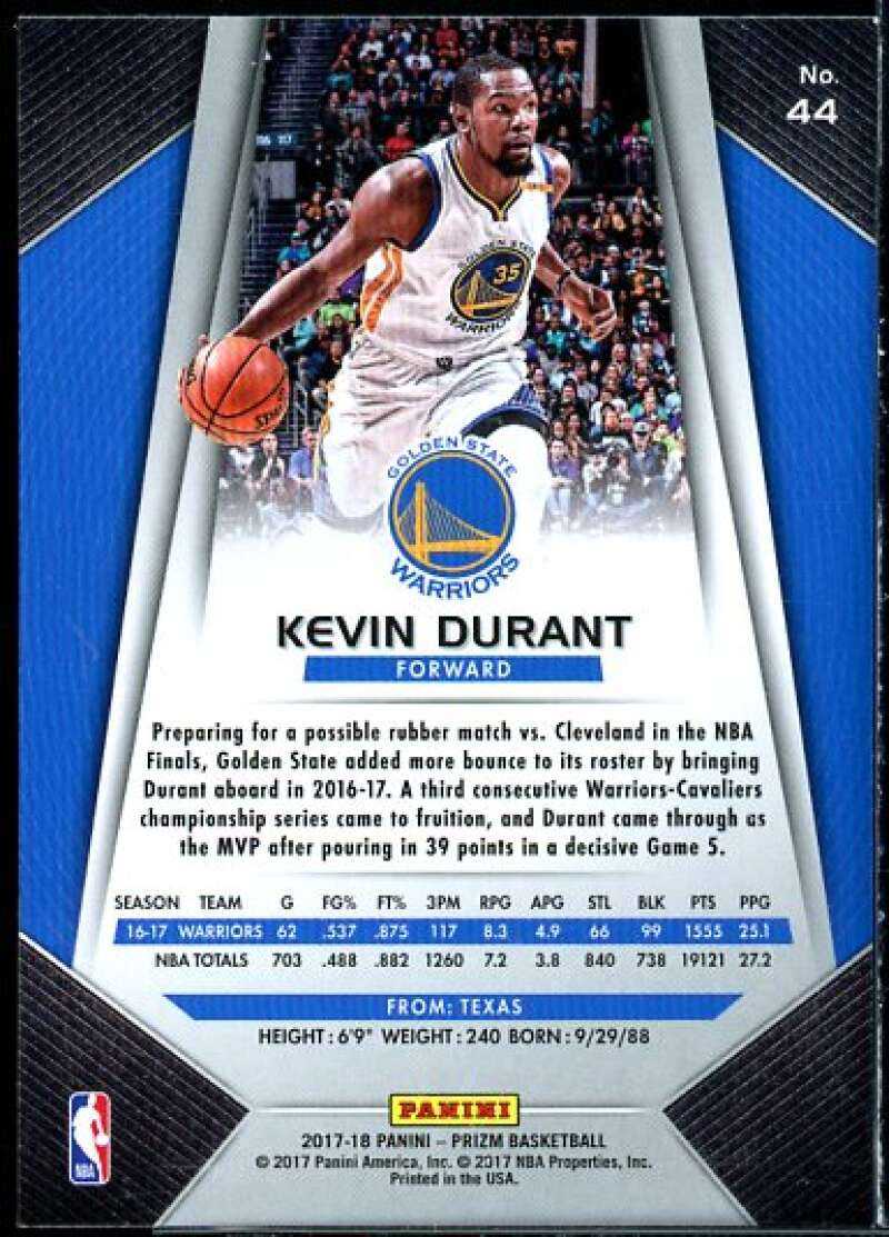Kevin Durant Card 2017-18 Panini Prizm #44  Image 2