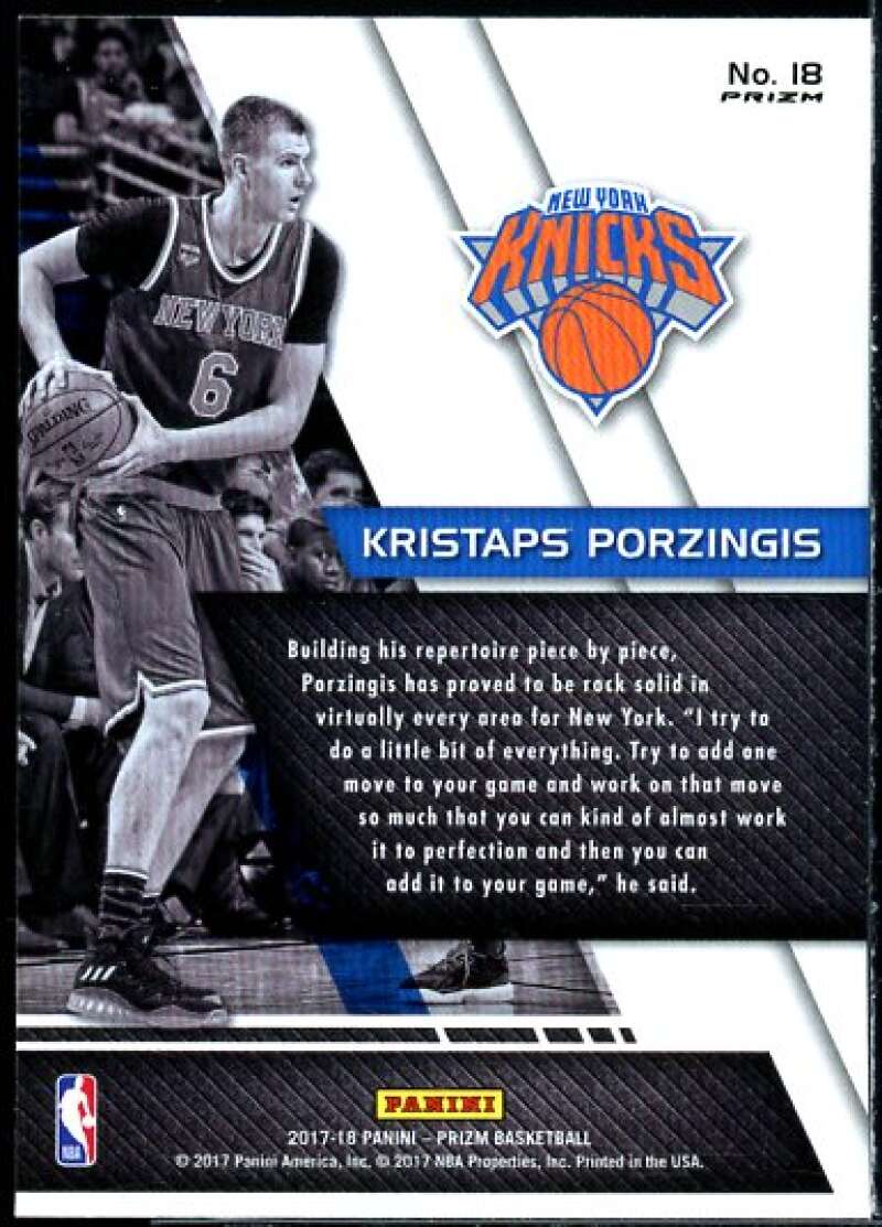 Kristaps Porzingis Card 2017-18 Panini Prizm Fundamentals Prizms Silver #18  Image 2