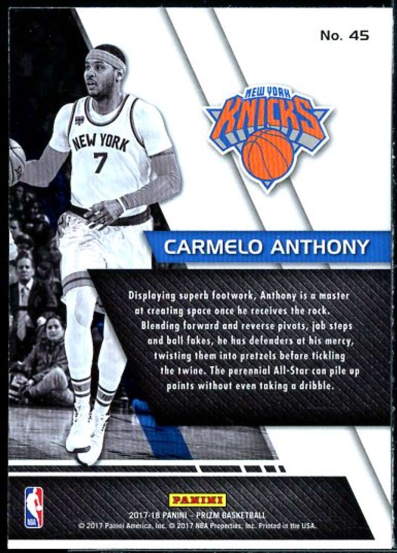 Carmelo Anthony Card 2017-18 Panini Prizm Fundamentals #45  Image 2