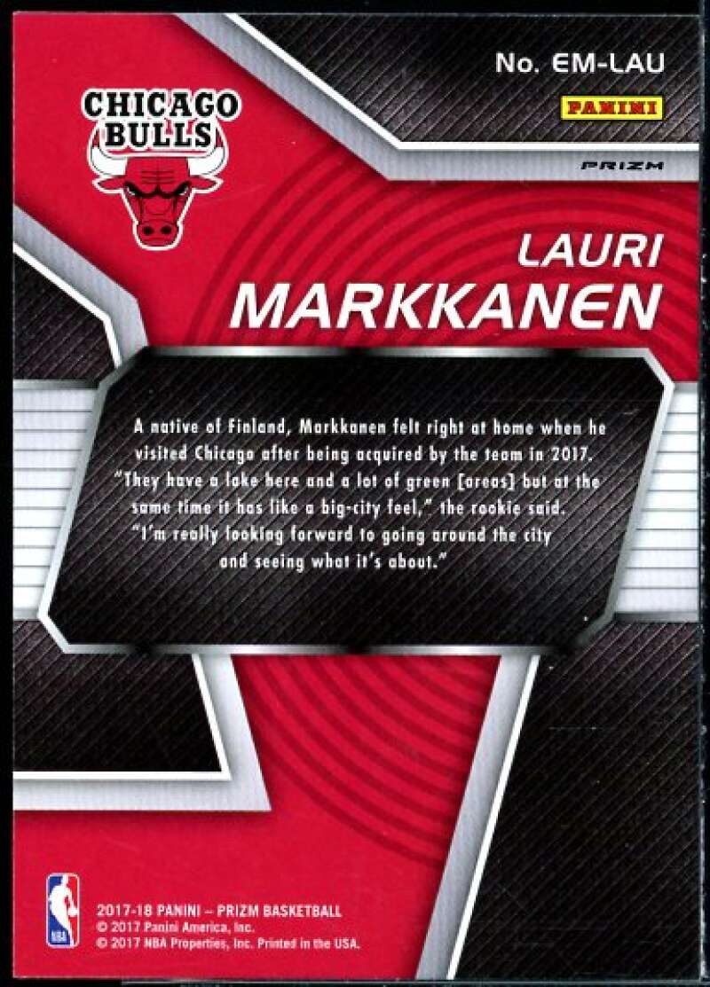 Lauri Markkanen Rookie Card 2017-18 Panini Prizm Emergent Prizms Green #7  Image 2