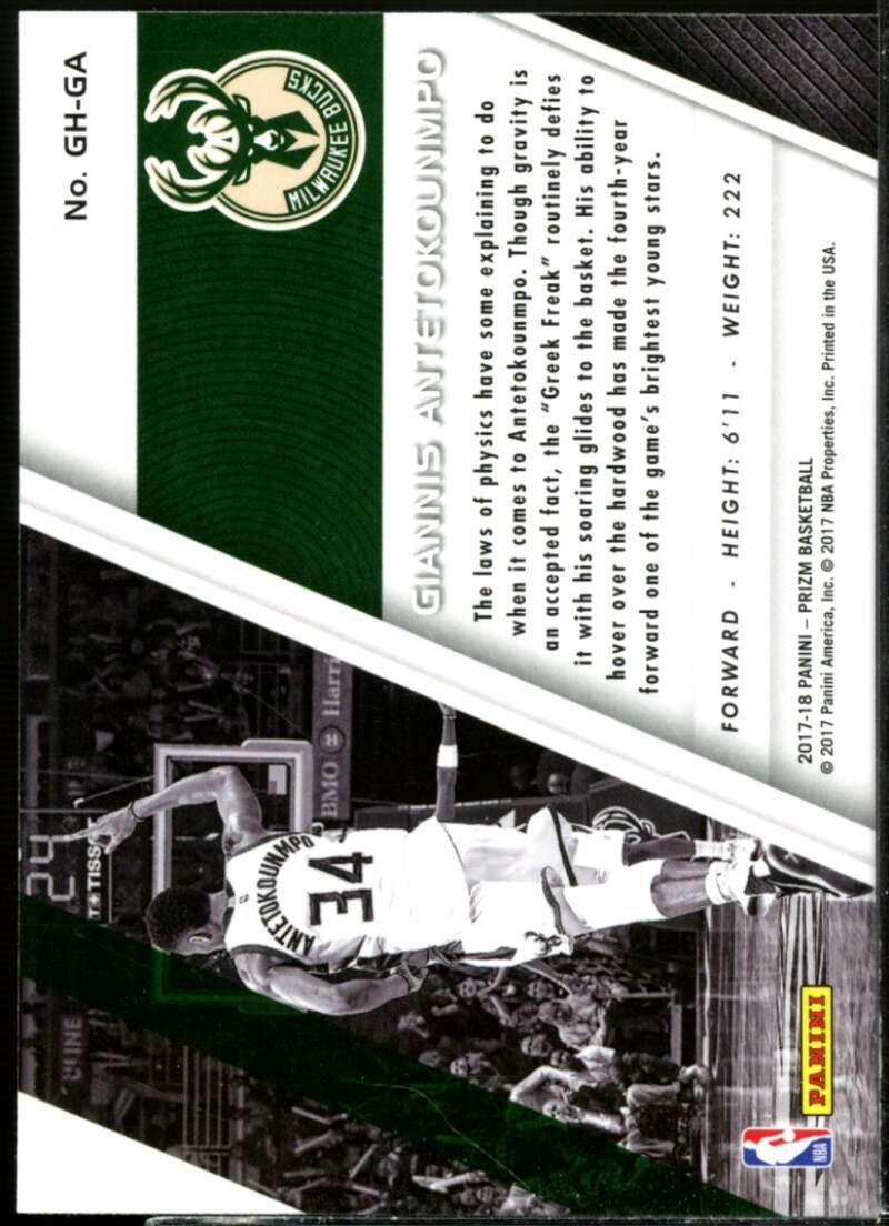 Giannis Antetokounmpo Card 2017-18 Panini Prizm Get Hyped! #16  Image 2