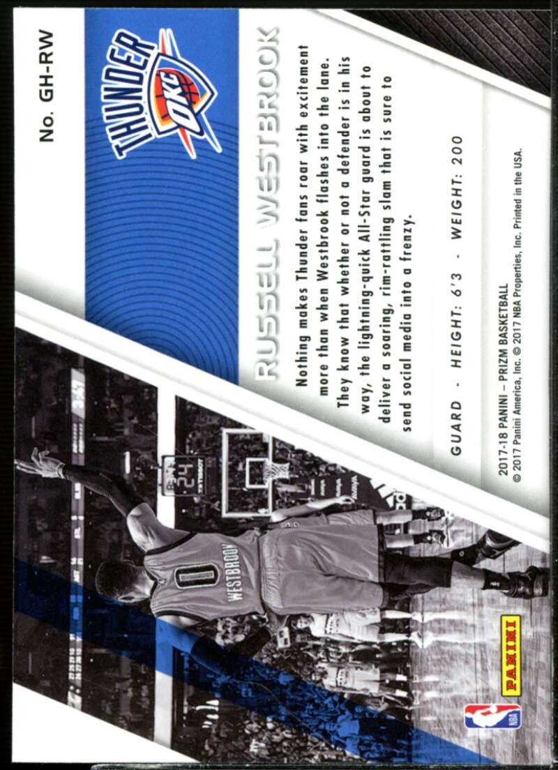 Russell Westbrook Card 2017-18 Panini Prizm Get Hyped! #9  Image 2